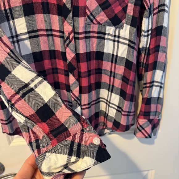 Rails Hunter Plaid Button Front Flannel Mulberry White & Indigo | Small - Picture 5 of 8